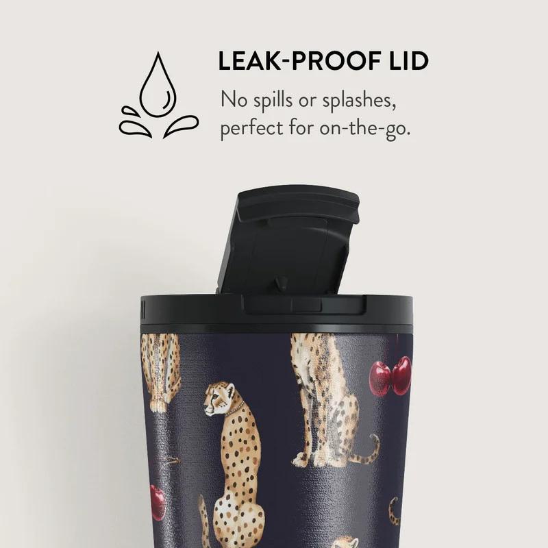 Burga  Burga Cougar 700ml Travel Mug Flap & Straw Set Lid Combo – BPA-Free Stainless Steel, Triple-Layer Insulated, Leak-Resistant, Premium Printed Design – Hot & Cold Drinks  | Best Price UAE